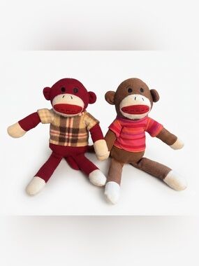 Vintage Dan Dee Sock Monkey Plush Pair